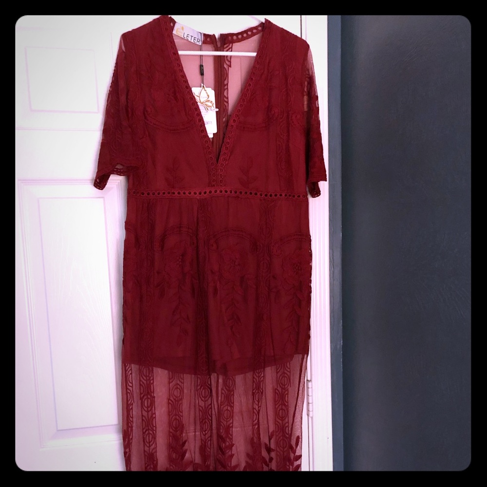 Maroon Lace Romper